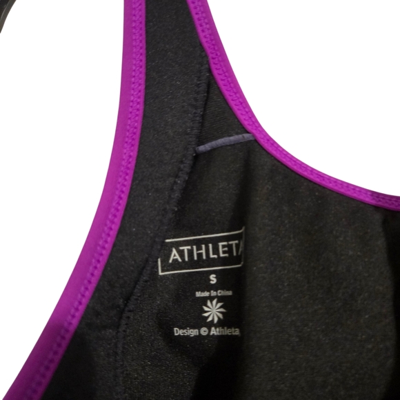 Athleta Black and Red Purple White Floral Sports Bra Workout Athleisure - Picture 3 of 6